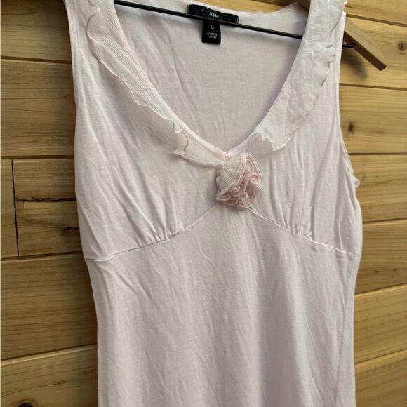 Y2K H&M Size Small Baby Petal Pink Coquette Babydoll Frilly Girly Tank Top - Picture 4 of 12
